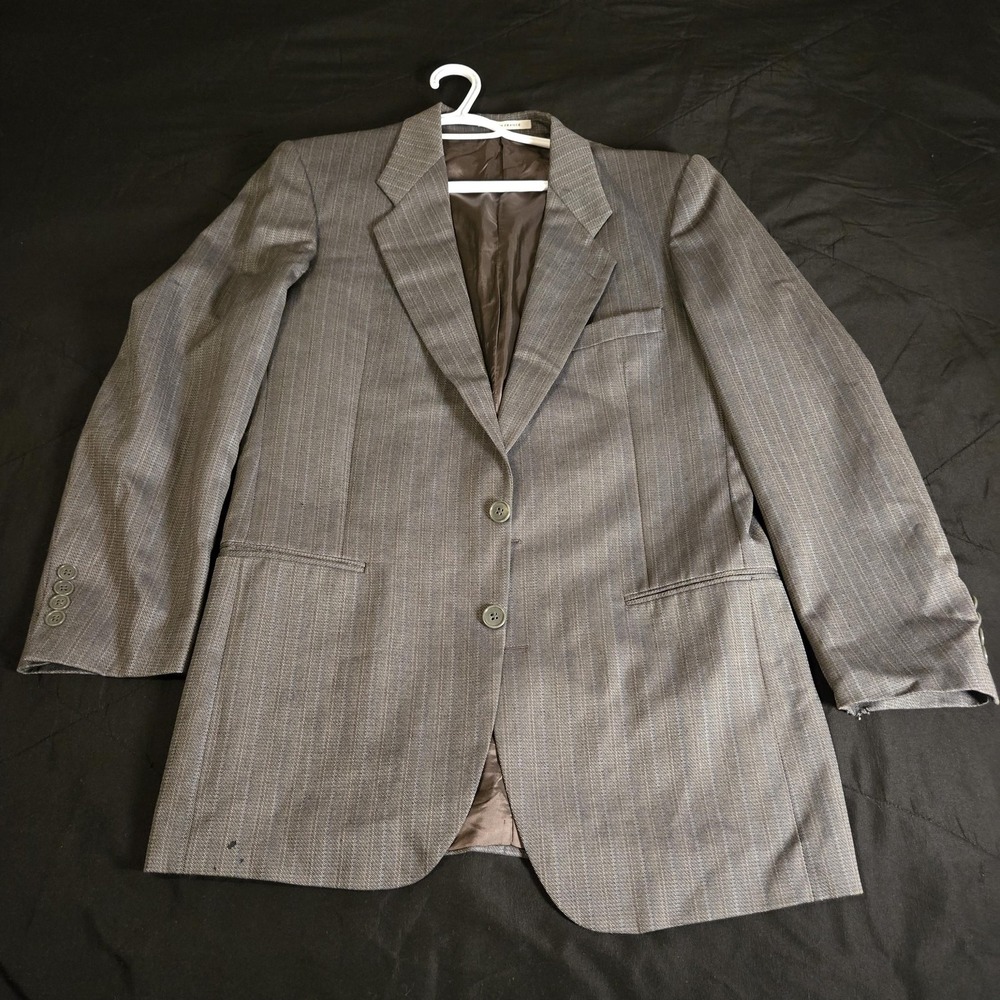 Yves Saint Laurent Suit Jacket Mens 42 Gray Wool Herringbone France PROJECT VTG